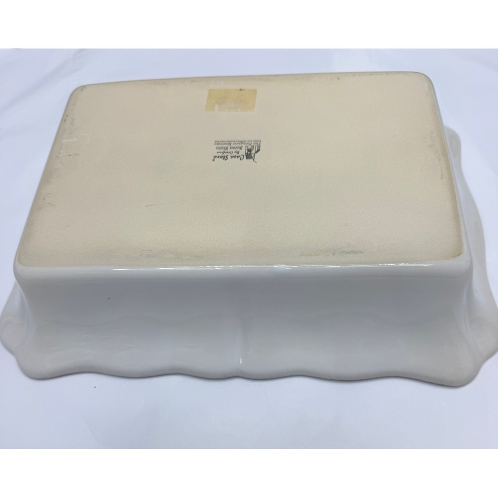 Casa Stone by Casafina White Stoneware Scalloped Rectangular Baker Set of 2 - Picture 6 of 12